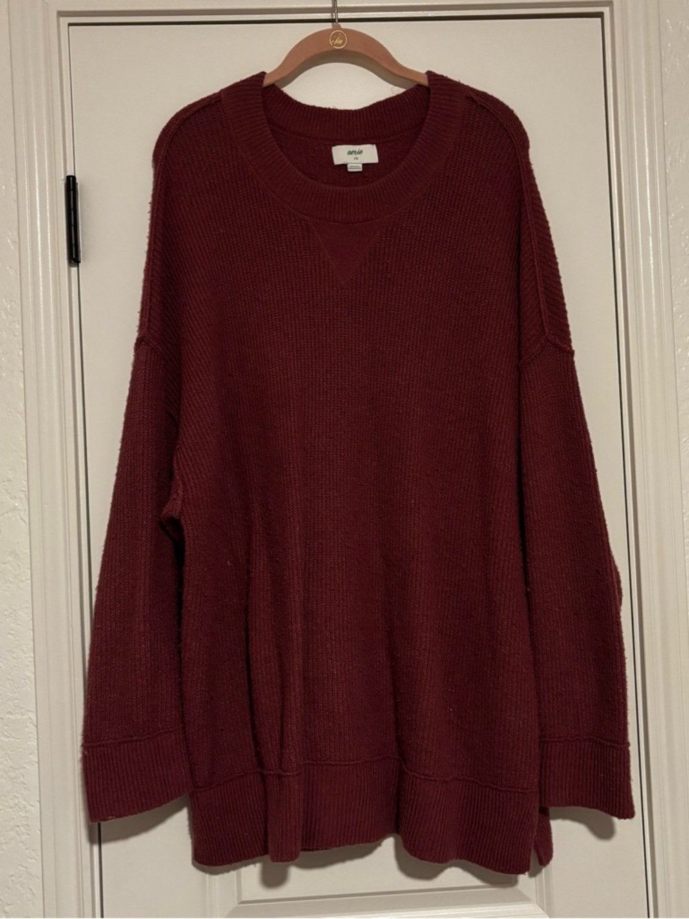 aerie Oversized Crewneck Sweater in plum